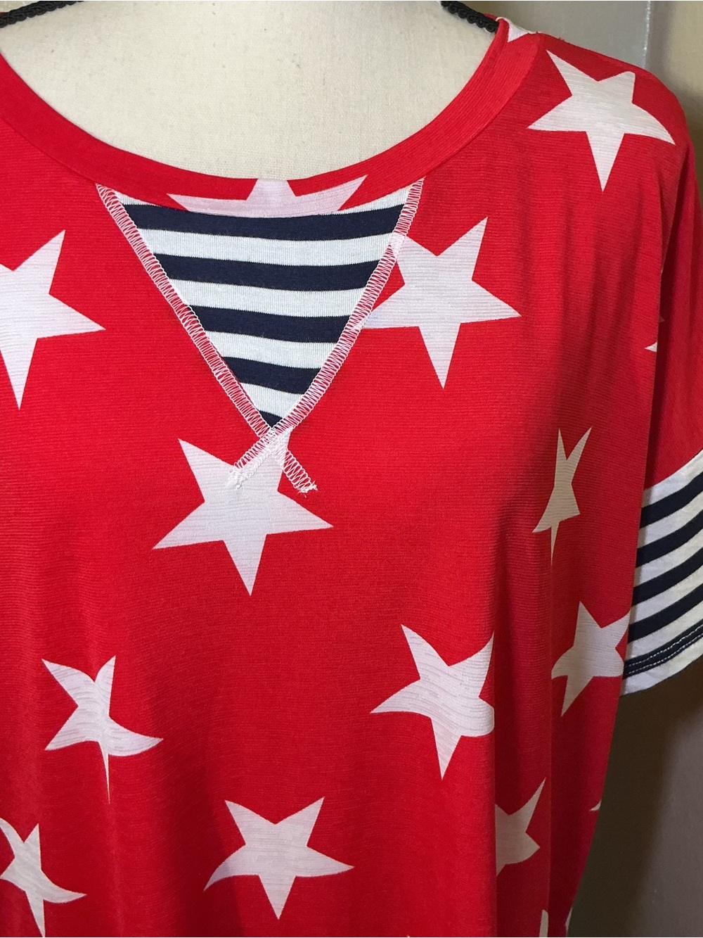 Sew  In Love Patriotic Stars & Stripes Top Large Made in USA America 250 - Picture 7 of 9